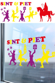 Raamsticker: Sint & Piet gekleurd