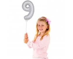 Folieballon cijfer mini: 9 zilver