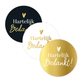 Stickerset: Hartelijk bedankt! wit/zwart/goud (3 varianten)