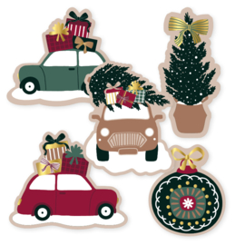 Stickerset: Kerstauto/boom (5 varianten)