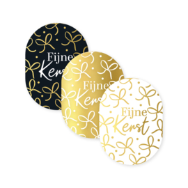 Stickerset: Fijne kerst zwart/wit/goud strikken (3 varianten)