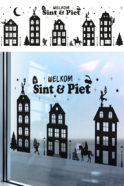 Raamsticker: Welkom Sint & Piet zwart