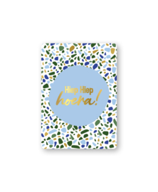 Cadeaukaart A7: Hiep hiep hoera! (blauw)