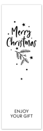 Sticker: Merry Christmas (wit, rechthoek)