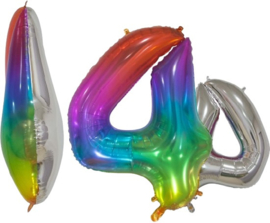 Folieballon nr: 4 regenboog transparant (76cm)