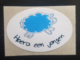 Sticker: Hoera een baby (blauw schaap)