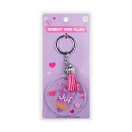 Acryl sleutelhanger: Juf