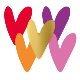 Stickerset: Harten div. kleuren (5 varianten)