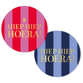 Stickerset: Hiep hiep hoera roze/blauw (2 varianten)