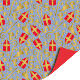 Cadeaupapier: Mijter pret lichtblauw (1 meter)