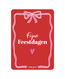 Ansichtkaart  : Fijne feestdagen (rood)