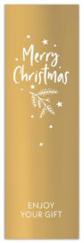 Sticker: Merry Christmas (goud, rechthoek)