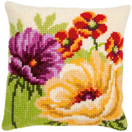 Kruissteekkussen - Zomerbloemen - Vervaco