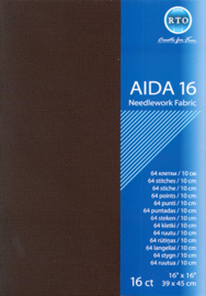 BORDUURSTOF AIDA 16 COUNT - ZWART - RTO - PRECUT