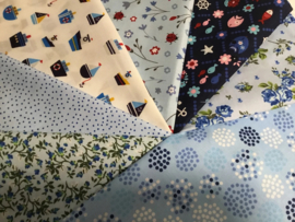 Set van 7 stofjes BLUE OCEAN (Blauwe Oceaan) 25 x 35 cm 100% katoen