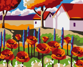 Schilderen op nummer Mini - Garden With Poppies - Wizardi