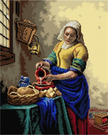 Borduurpakket voorbedrukt - Orchidea - After Johannes Vermeer - Het melkmeisje