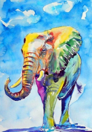 Diamond Painting Mona Lisa - Watercolor Olifant - 40 x 50 cm - full cover