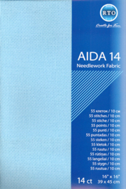 BORDUURSTOF AIDA 14 COUNT - LICHTBLAUW - RTO - PRECUT