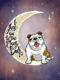 Diamond Painting Mona Lisa - Bulldog op Maan - 40 x 50 cm - full cover