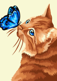 Schilderen op nummer Mini - Cat with Butterfly - Wizardi