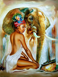 Diamond Painting Mona Lisa - Vrouw met Olifant - 40 x 50 cm - full cover