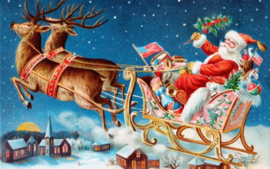 Diamond Painting Mona Lisa - Kerstman met Arreslee - 40 x 50 cm - full cover