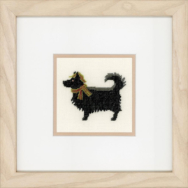 Borduurpakket - Dog with Hat - Animals - Lanarte (linnen)