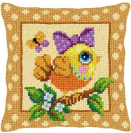 Kruissteekkussen - Vogeltje op Tak - Orchidea