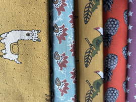 Set van 5 fat quarters Tropisch - 50 x 55 cm 100% katoen
