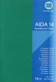 BORDUURSTOF AIDA 14 COUNT - GROEN - RTO - PRECUT