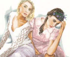 Borduurpakket - 2 Romantic Ladies - Romance - Lanarte (linnen)