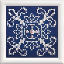 Diamond Dotz - White on Blue - 10 x 10 cm - met lijst