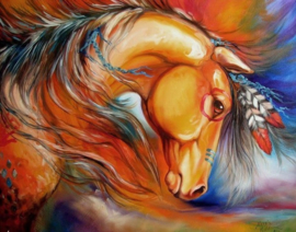 Diamond Painting Mona Lisa - Paard met Veren - 40 x 50 cm - full cover