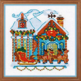 Borduurpakket Riolis - Winterhouse with Sledge