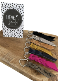 Sleutelhanger gevlochten leer juf/meester
