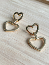 Statement oorbel double hearts