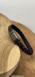 Gevlochten leren armband met naam