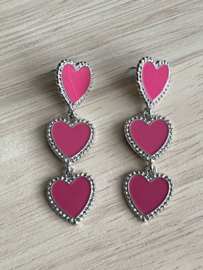 Statement oorbel pink heart