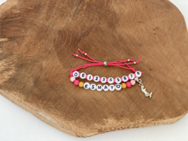 Sos armband kraal roze