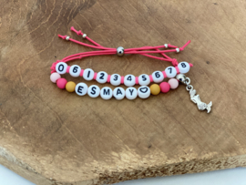 Sos armband kraal roze