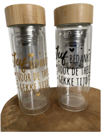 drinkfles Thee-gekke tijd dubbelwandig met thee-infuser