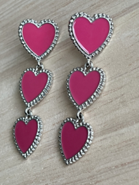 Statement oorbel pink heart