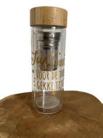 drinkfles Thee-gekke tijd dubbelwandig met thee-infuser