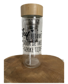 drinkfles Thee-gekke tijd dubbelwandig met thee-infuser