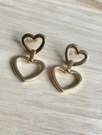 Statement oorbel double hearts