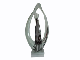 Glassculptuur Muranostijl  “Family” zwart/wit gestreep