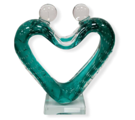 Glassculptuur Love Koppel Groen