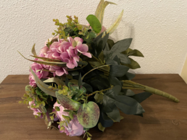 Bos kunstbloemen donker rose