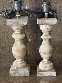Balusterlamp hout bruin 32cm hoog